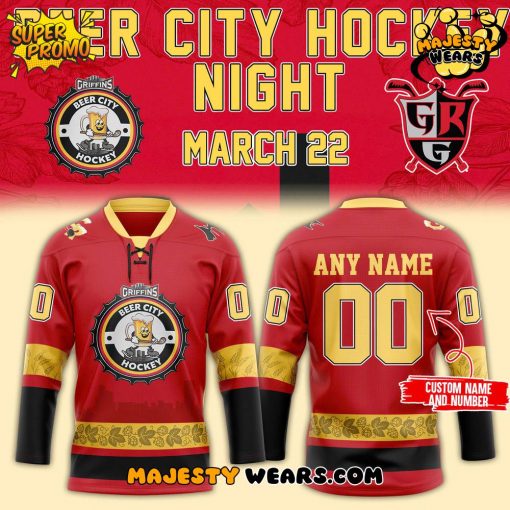 Grand Rapids Griffins Shop x Beer City Hockey Night Custom Hockey Jersey