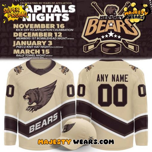 Hershey Bears x Celebrating 20 Years Of Affiliation Capitals Night 2025 Custom Hockey Jersey