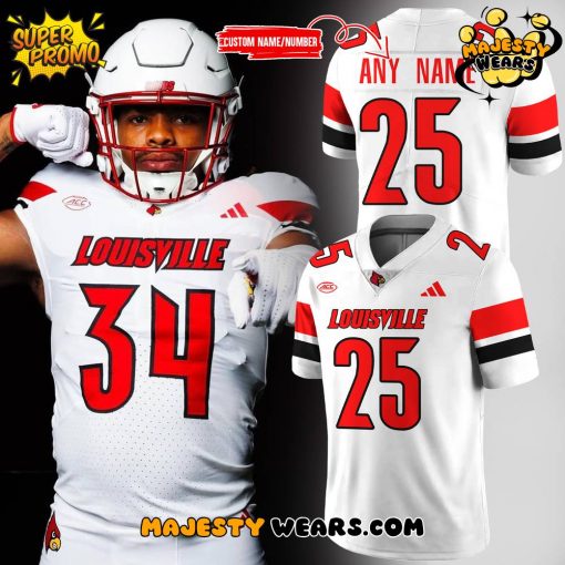 Louisville Cardinals White Custom Football Jersey