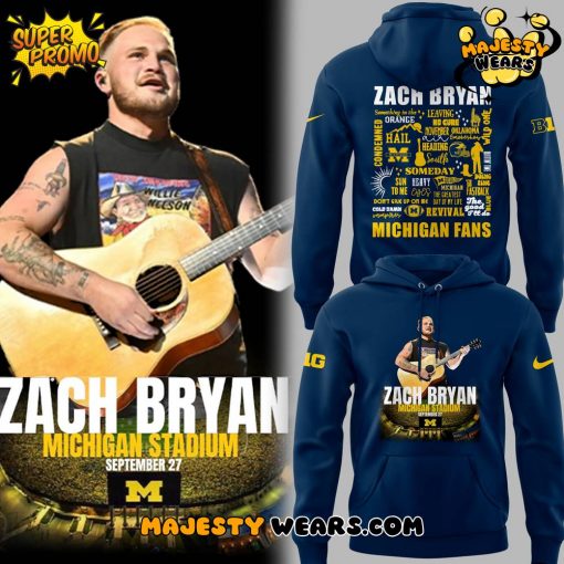 Michigan Wolverines x Zach Bryan “The Quittin’ Time Tour 2025” Michigan Stadium Hoodie