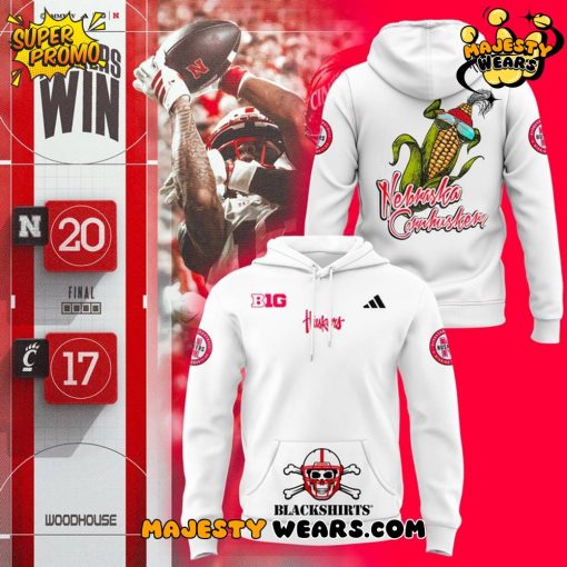 Nebraska Huskers “Image One Black” Hyper Local Black Shirts Corn Hoodie – White
