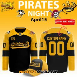 Pittsburgh Penguins x Pirates Night Custom Hockey Jersey