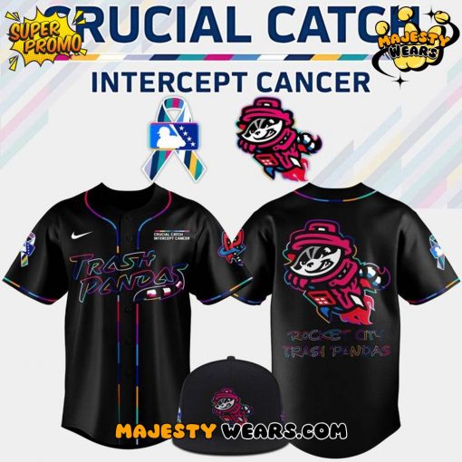 Rocket City Trash Pandas Crucial Catch Intercept Cancer 2025 Baseball Jersey