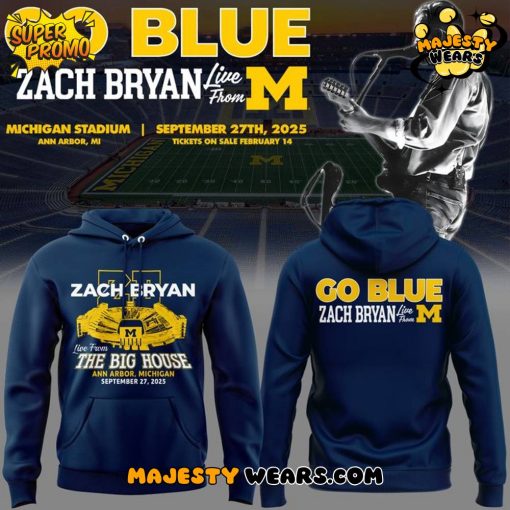 Zach Bryan x Michigan Wolverines Tour “The Big House” 2025 Special Hoodie
