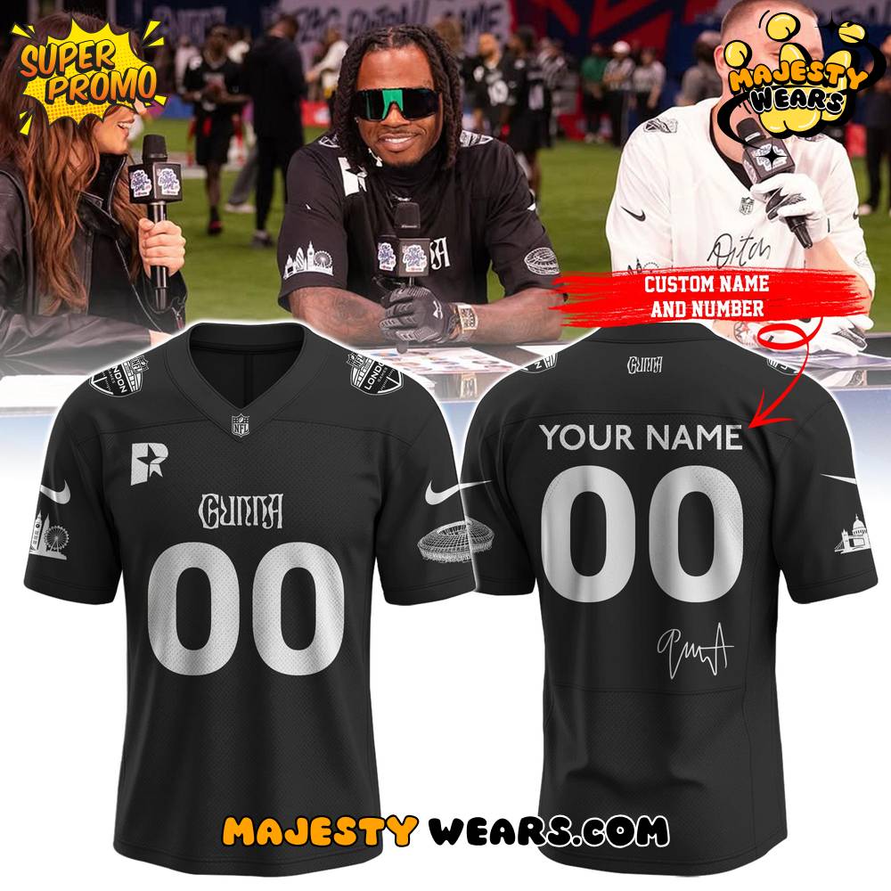 Aitch x NFL London Game Custom Football Jersey – Black Aitch x NFL London Game Custom Football Jersey – Black