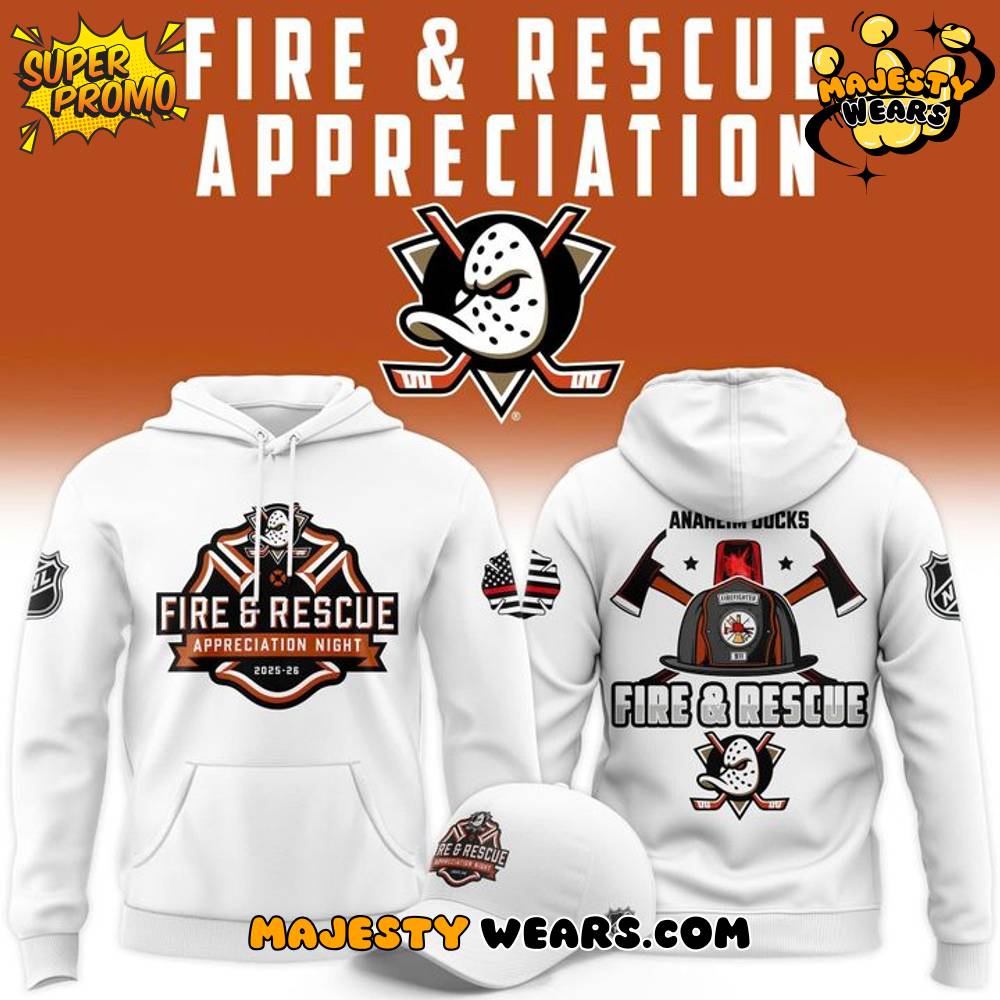 Anaheim Ducks 2025 Fire & Rescue Appreciation Night Special Hoodie Anaheim Ducks 2025 Fire & Rescue Appreciation Night Special Hoodie