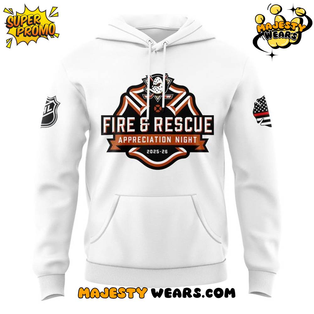 Anaheim Ducks 2025 Fire & Rescue Appreciation Night Special Hoodie Anaheim Ducks 2025 Fire & Rescue Appreciation Night Special Hoodie