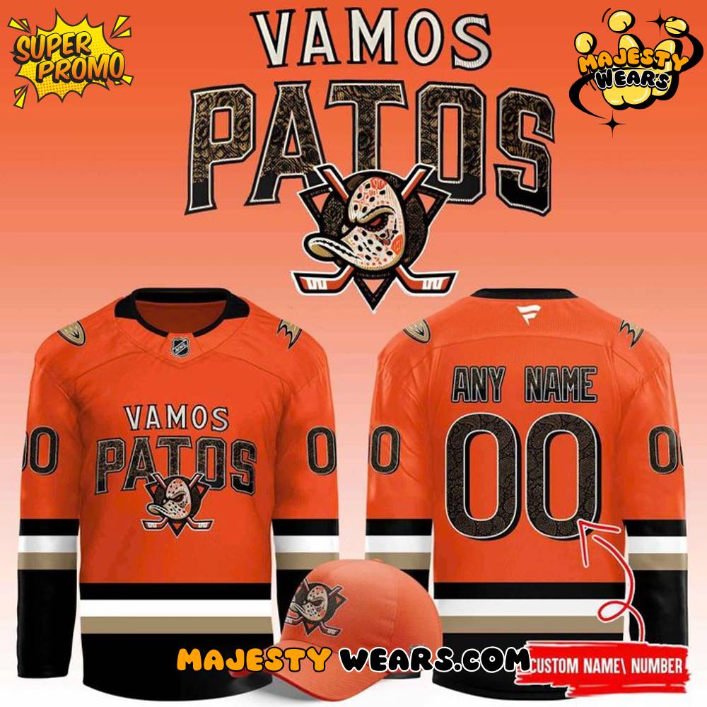 Anaheim Ducks Vamos Patos 2025 Custom Hockey Jersey Anaheim Ducks Vamos Patos 2025 Custom Hockey Jersey