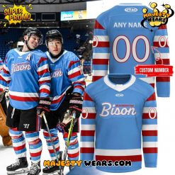 Bloomington Bison Blue Sweaters Custom Hockey Jersey