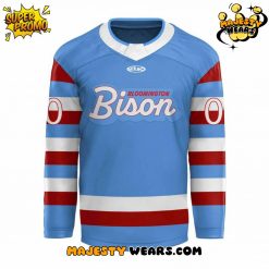 Bloomington Bison Blue Sweaters Custom Hockey Jersey
