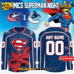 Columbus Blue Jackets 2025 Superman Hero Night Custom Hockey Jersey