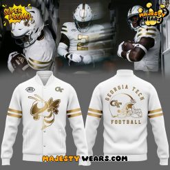 Georgia Tech Yellow Jackets Special New White Gold Baseball Jacket