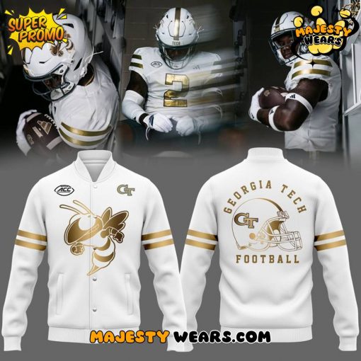 Georgia Tech Yellow Jackets Special New White Gold Baseball Jacket