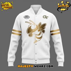 Georgia Tech Yellow Jackets Special New White Gold Baseball Jacket