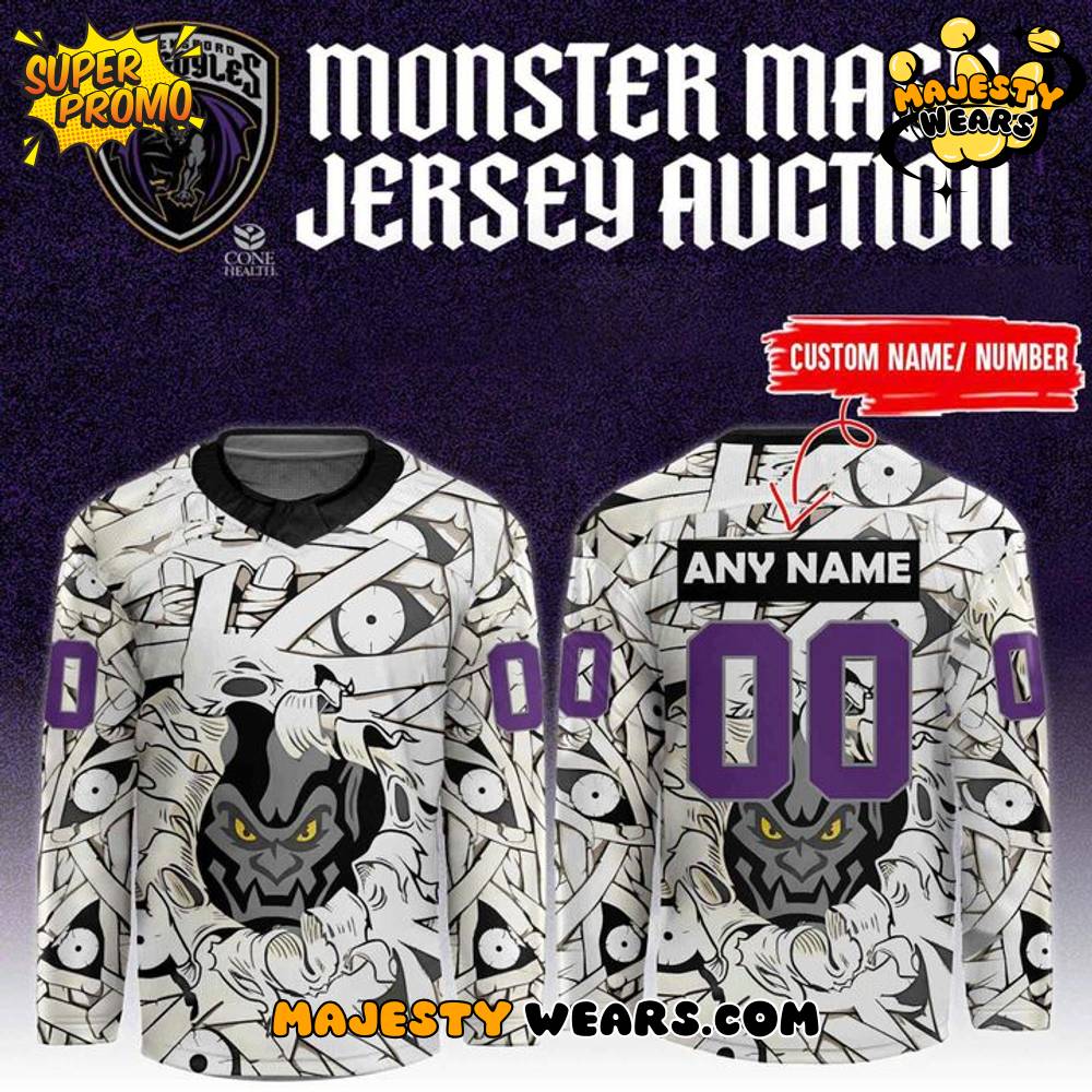 Greensboro Gargoyles BOO-tiful game-worn Monster Mash Custom Hockey Jersey Greensboro Gargoyles BOO-tiful game-worn Monster Mash Custom Hockey Jersey