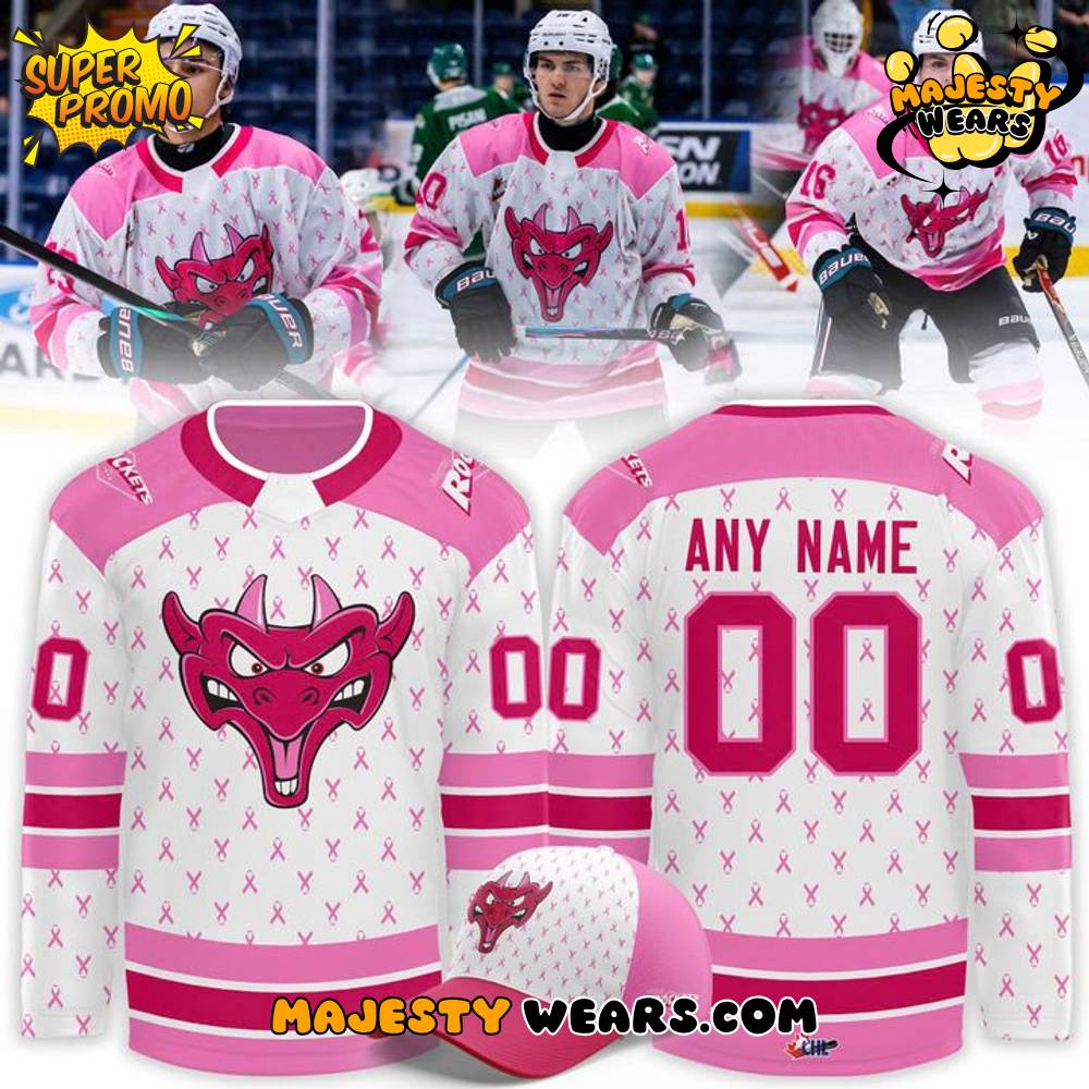 Kelowna Rockets 2025 Canadian Cancer Night Custom Hockey Jersey Kelowna Rockets 2025 Canadian Cancer Night Custom Hockey Jersey