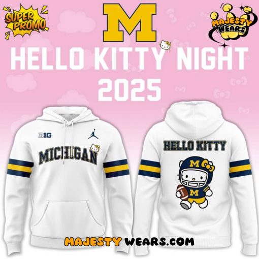 Michigan Wolverines x Hello Kitty Special White Hoodie