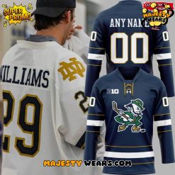 Notre Dame Fighting Irish Hockey Leprechaun Custom Hockey Jersey – Navy