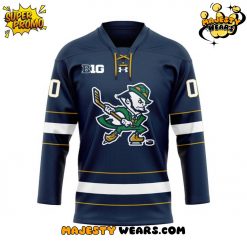 Notre Dame Fighting Irish Hockey Leprechaun Custom Hockey Jersey – Navy