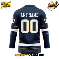 Notre Dame Fighting Irish Hockey Leprechaun Custom Hockey Jersey Navy