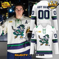 Notre Dame Fighting Irish Hockey Leprechaun Custom Hockey Jersey – White