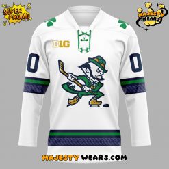 Notre Dame Fighting Irish Hockey Leprechaun Custom Hockey Jersey – White
