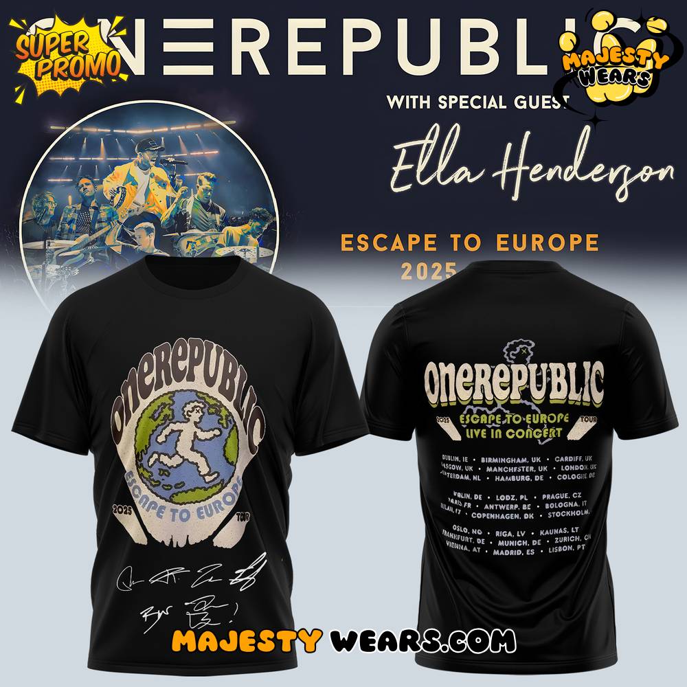OneRepublic Escape to Europe Special Black Tee OneRepublic Escape to Europe Special Black Tee