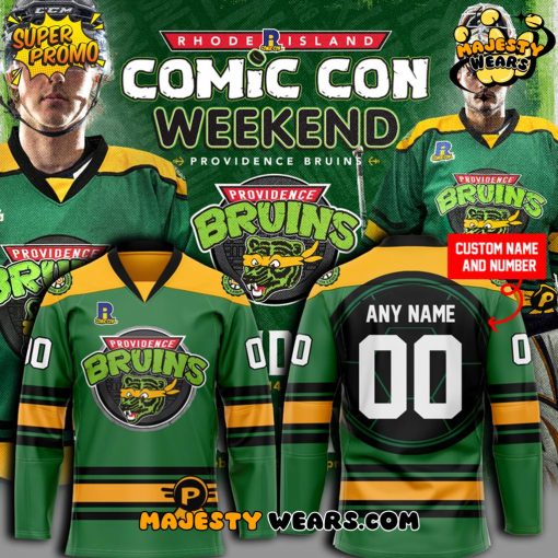 Providence Bruins Turtle Powered RI Comic Con Custom Hockey Jersey