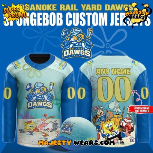 Roanoke Rail Yard Dawgs x SpongeBob Squarepants New 2025 Hockey Jersey
