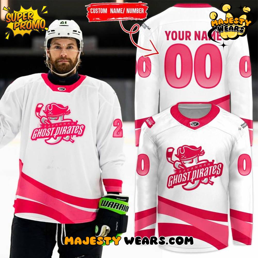 Savannah Ghost Pirates “Pink in the Rink” 2025 Custom Hockey Jersey Savannah Ghost Pirates “Pink in the Rink” 2025 Custom Hockey Jersey