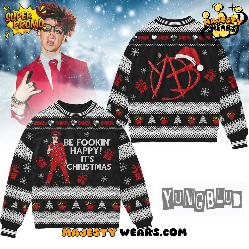 YungBlud “Be Fookin’ Happy Christmas” Ugly Sweater YungBlud “Be Fookin’ Happy Christmas” Ugly Sweater