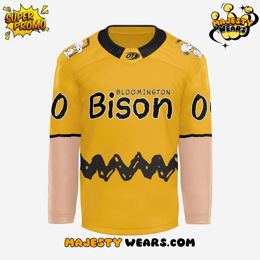 Bloomington Bison 2025 Peanutsthemed Teddy Bear Toss Special Hockey Jersey Bloomington Bison 2025 Peanutsthemed Teddy Bear Toss Special Hockey Jersey