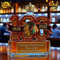 Chicago Blackhawks 100th Anniversary Whiskey Bottle