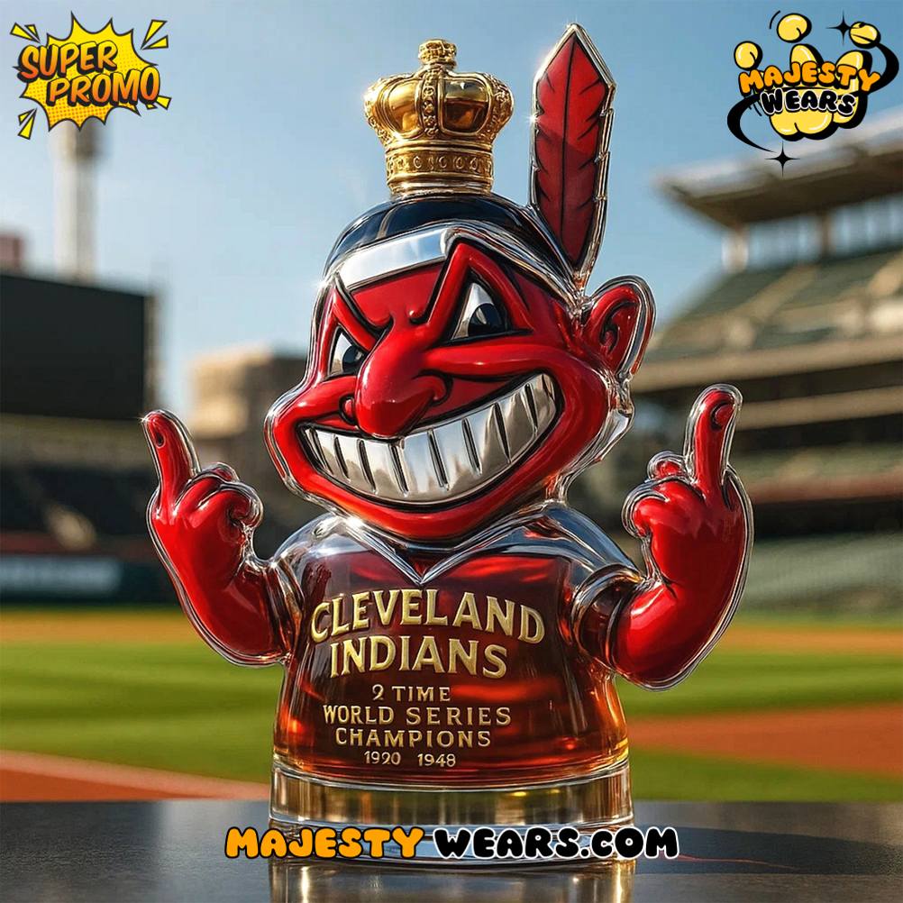 Cleveland Indians Chief Wahoo 2 Time World Series Champions Whiskey Bottle Cleveland Indians Chief Wahoo 2 Time World Series Champions Whiskey Bottle