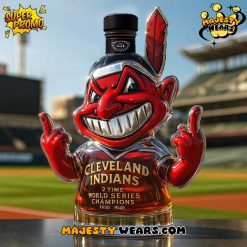 Cleveland Indians Chief Wahoo 2 Time World Series Champions Whiskey Bottle