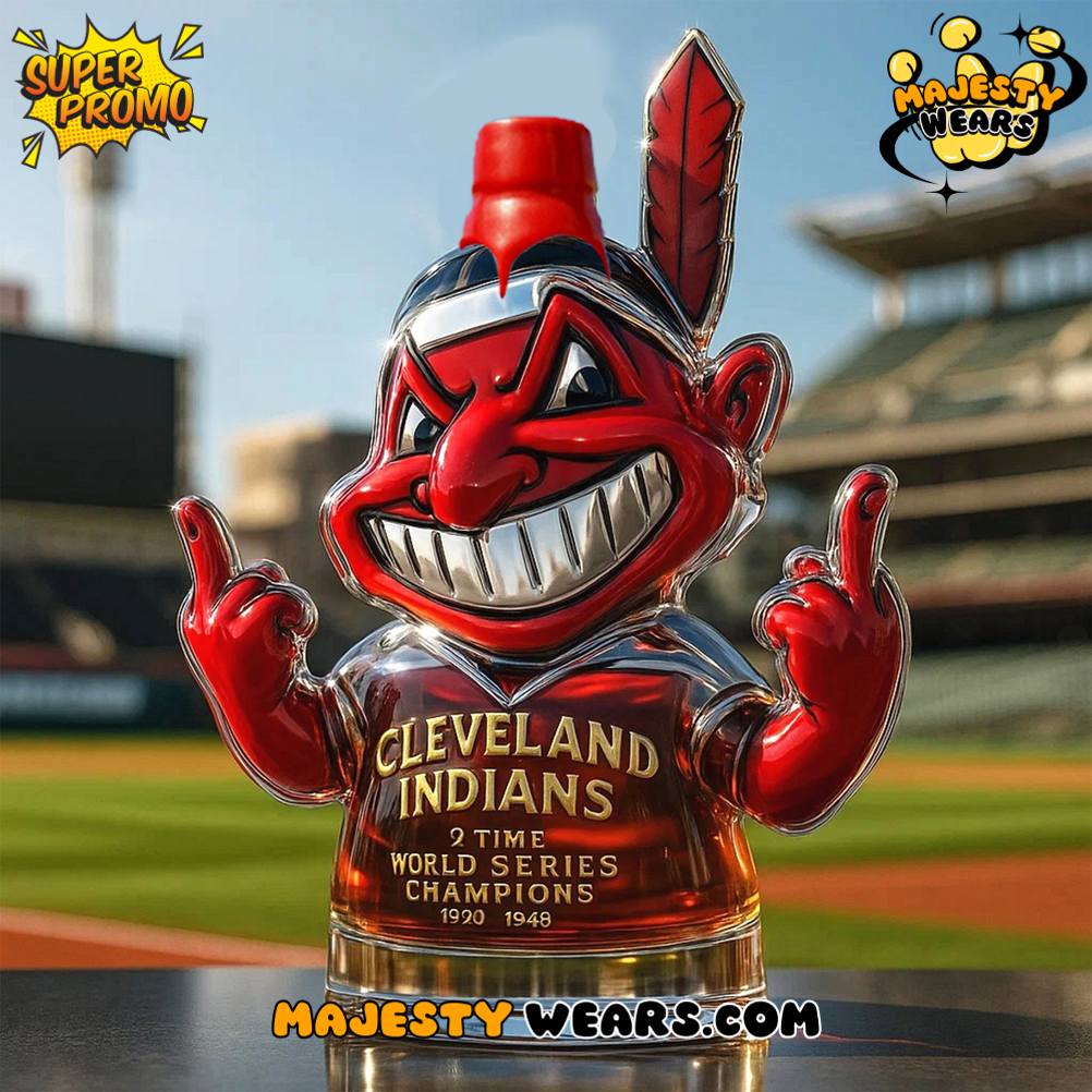 Cleveland Indians Chief Wahoo 2 Time World Series Champions Whiskey Bottle Cleveland Indians Chief Wahoo 2 Time World Series Champions Whiskey Bottle