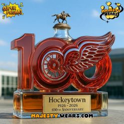 Detroit Red Wings Hockeytown 100th Anniversary Whiskey Bottle
