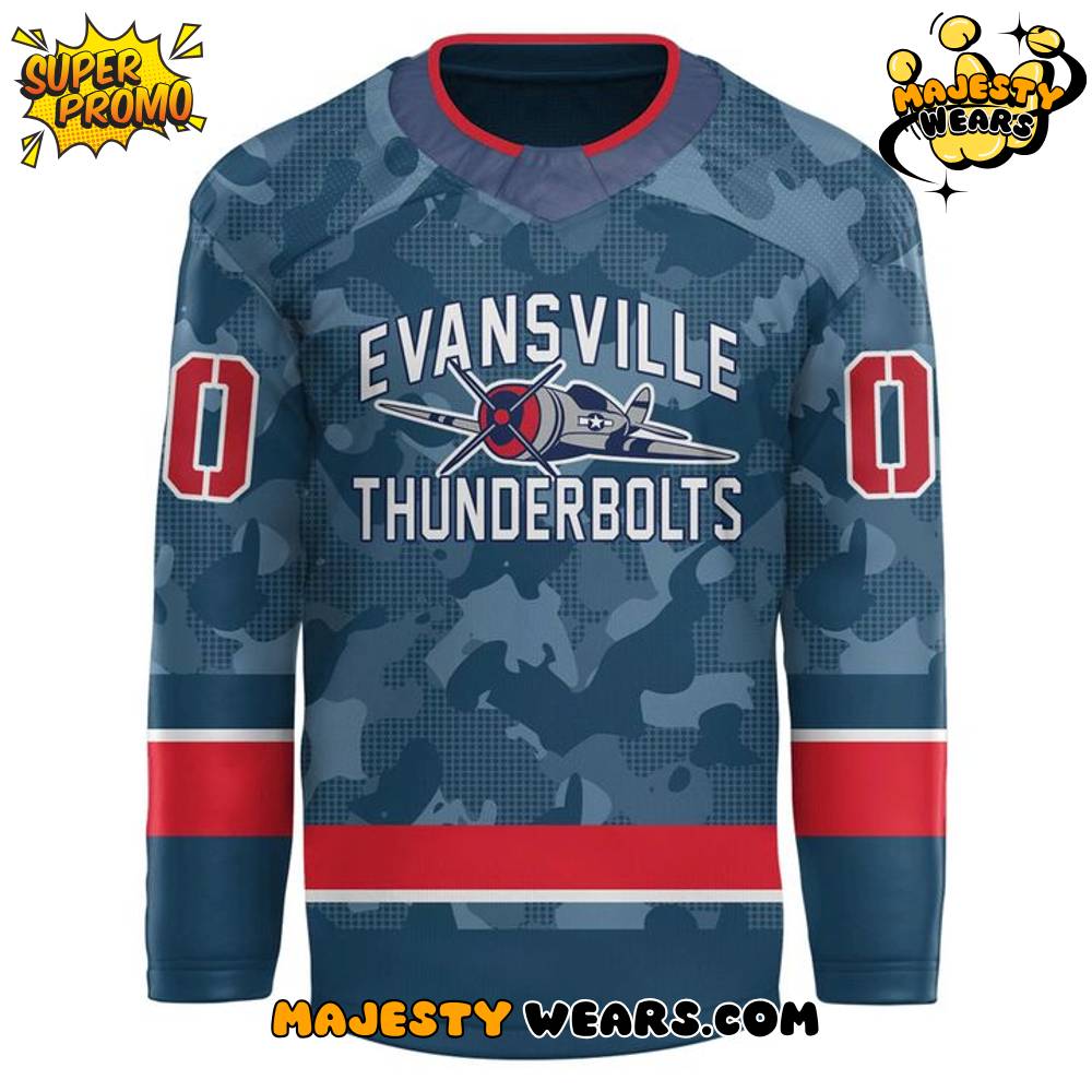 Evansville Thunderbolts Military Night Appreciation Custom Hockey Jersey Evansville Thunderbolts Military Night Appreciation Custom Hockey Jersey
