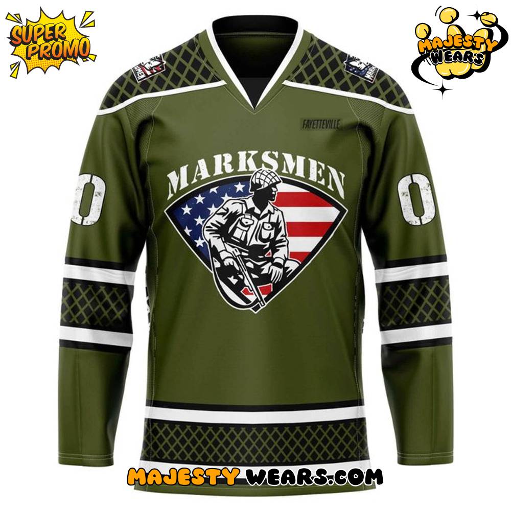 Fayetteville Marksmen x 2025 Salute to Service Custom Hockey Jersey Fayetteville Marksmen x 2025 Salute to Service Custom Hockey Jersey