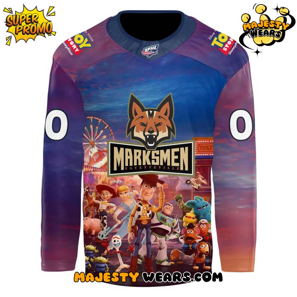 Fayetteville Marksmen x Toy Story Custom Hockey Jersey Fayetteville Marksmen x Toy Story Custom Hockey Jersey