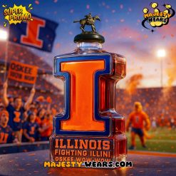 Illinois Fighting Illini Oskee Wow Wow Whiskey Bottle