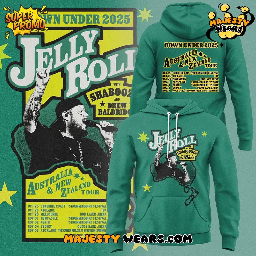 Jelly Roll Down Under 2025 Tour Special Hoodie Jelly Roll Down Under 2025 Tour Special Hoodie