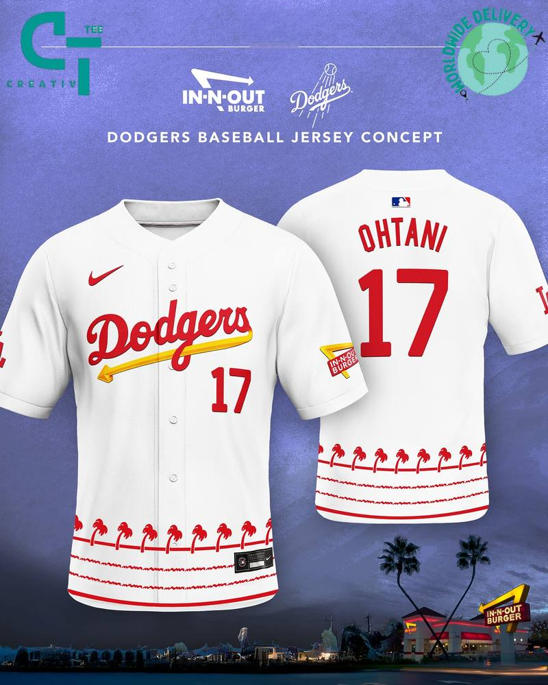 Los Angeles Dodgers x In-N-Out Burger Special Collab Baseball Jersey Los Angeles Dodgers x In-N-Out Burger Special Collab Baseball Jersey