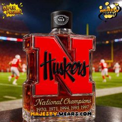 Nebraska Cornhuskers 5Time National Champions Whiskey Bottle