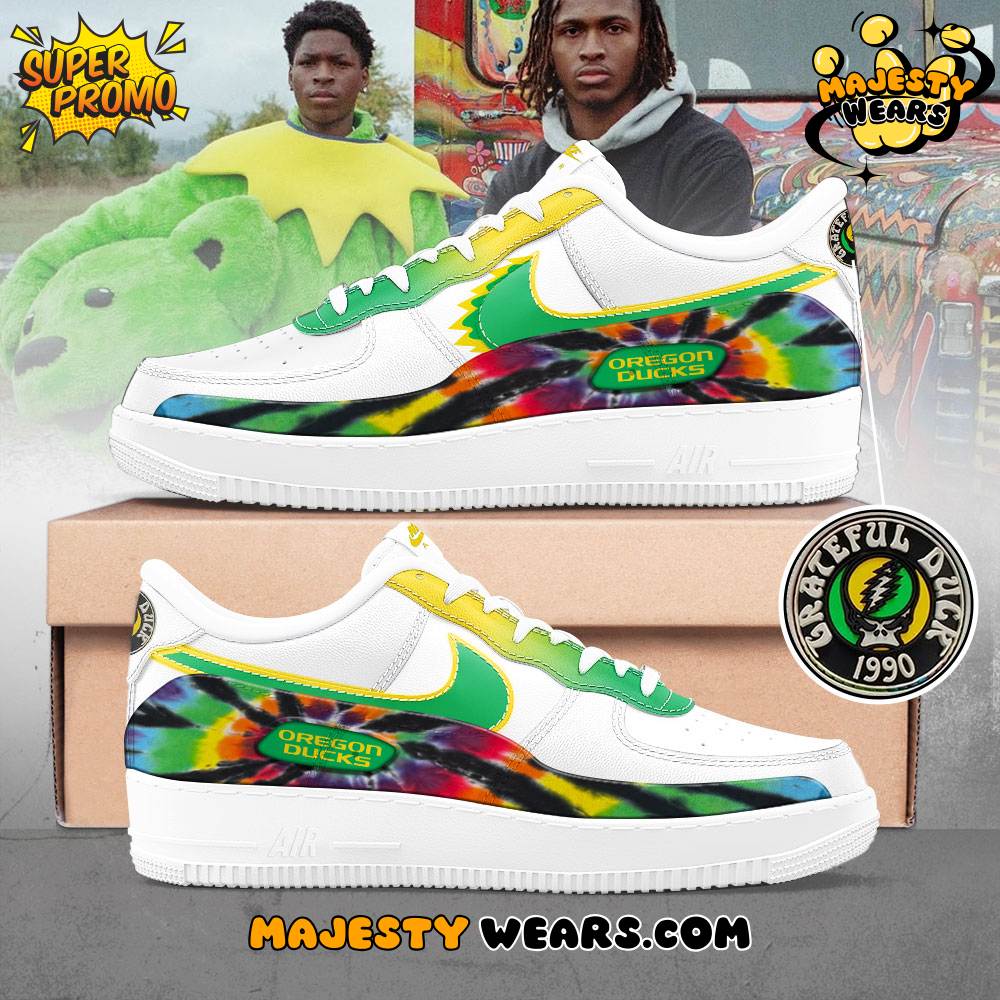 Oregon Ducks x Grateful Dead Special Edition Air Force 1 Shoes Oregon Ducks x Grateful Dead Special Edition Air Force 1 Shoes