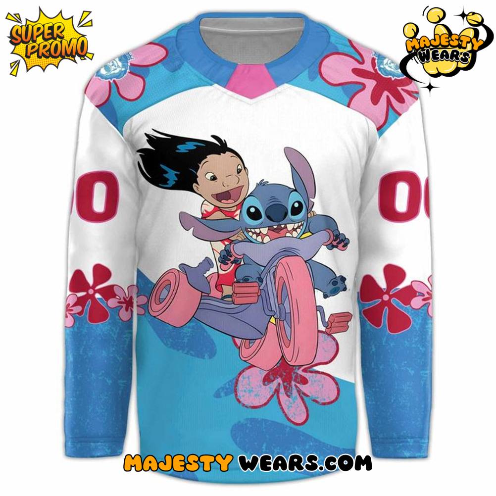 Reading Royals 2025 Lilo Stitch Night GameWorn Custom Hockey Jersey Reading Royals 2025 Lilo Stitch Night GameWorn Custom Hockey Jersey