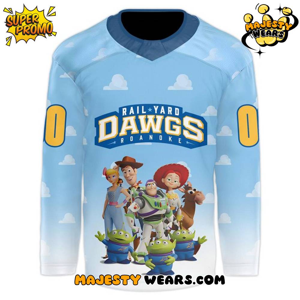 Roanoke Rail Yard Dawgs x Toy Story Custom Hockey Jersey Roanoke Rail Yard Dawgs x Toy Story Custom Hockey Jersey