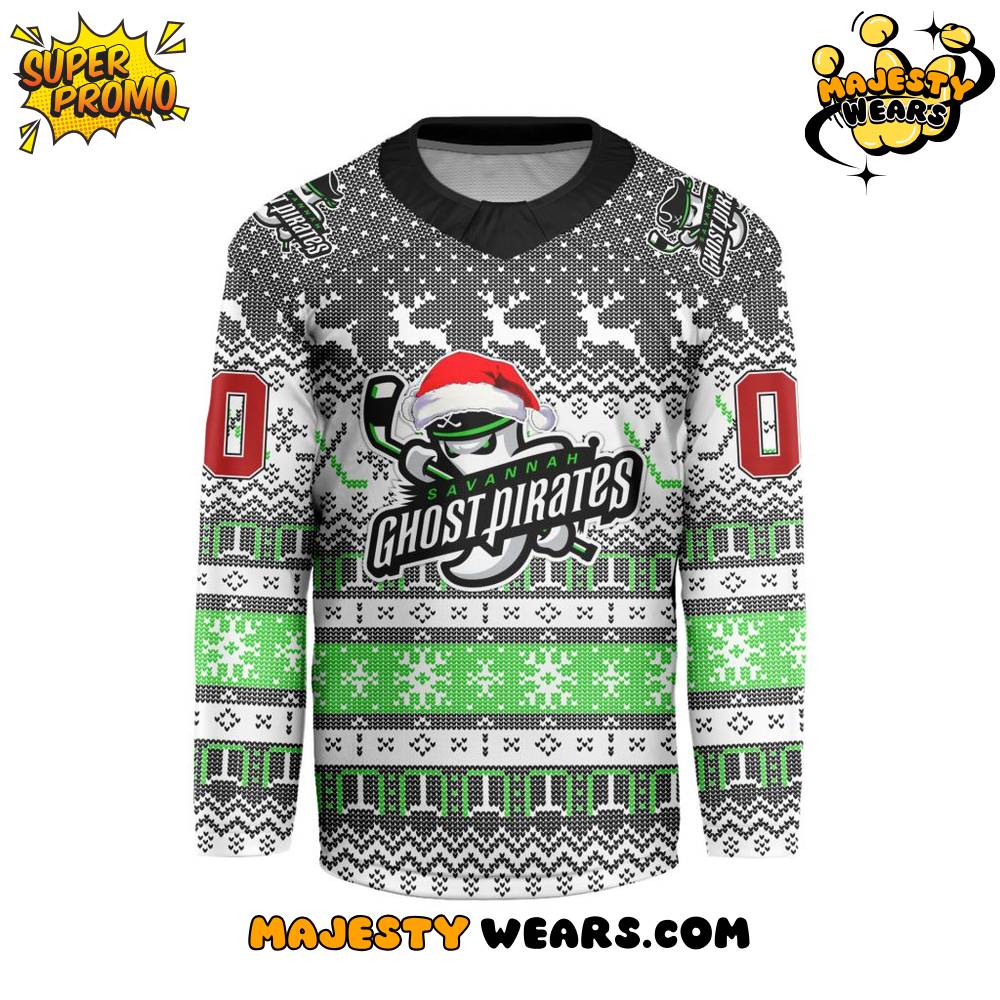 Savannah Ghost Pirates Christmas Design Hockey Jersey Savannah Ghost Pirates Christmas Design Hockey Jersey