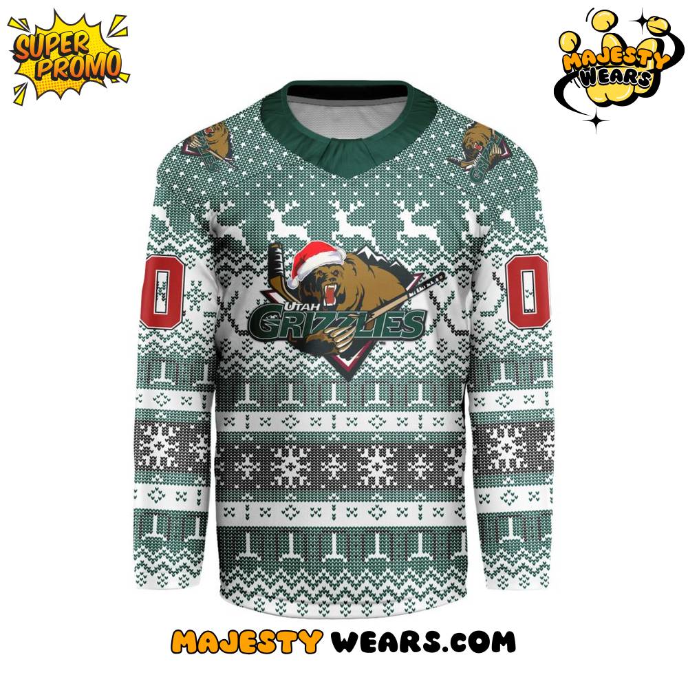 Utah Grizzlies Christmas Design Hockey Jersey Utah Grizzlies Christmas Design Hockey Jersey
