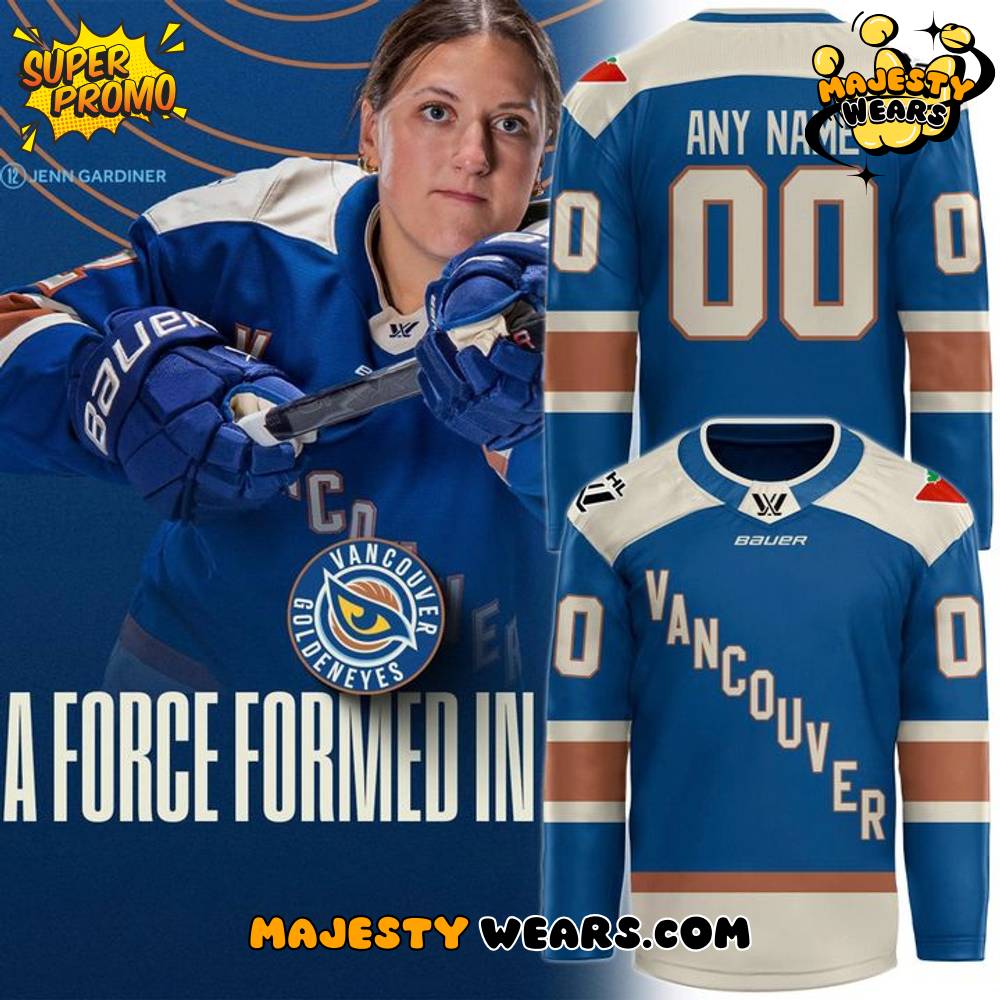 Vancouver Goldeneyes PWHL Special New Custom Hockey Jersey – Blue Vancouver Goldeneyes PWHL Special New Custom Hockey Jersey – Blue